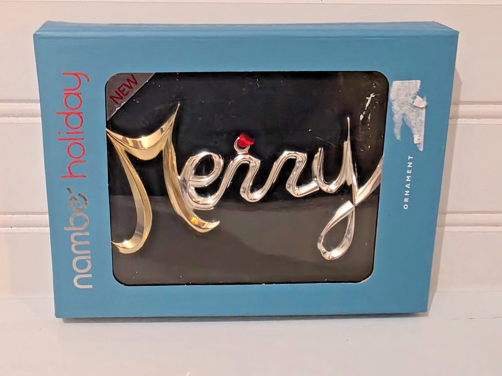 Nambe "Merry" Gold Tone And Silver Tone Metal Christmas Ornament New